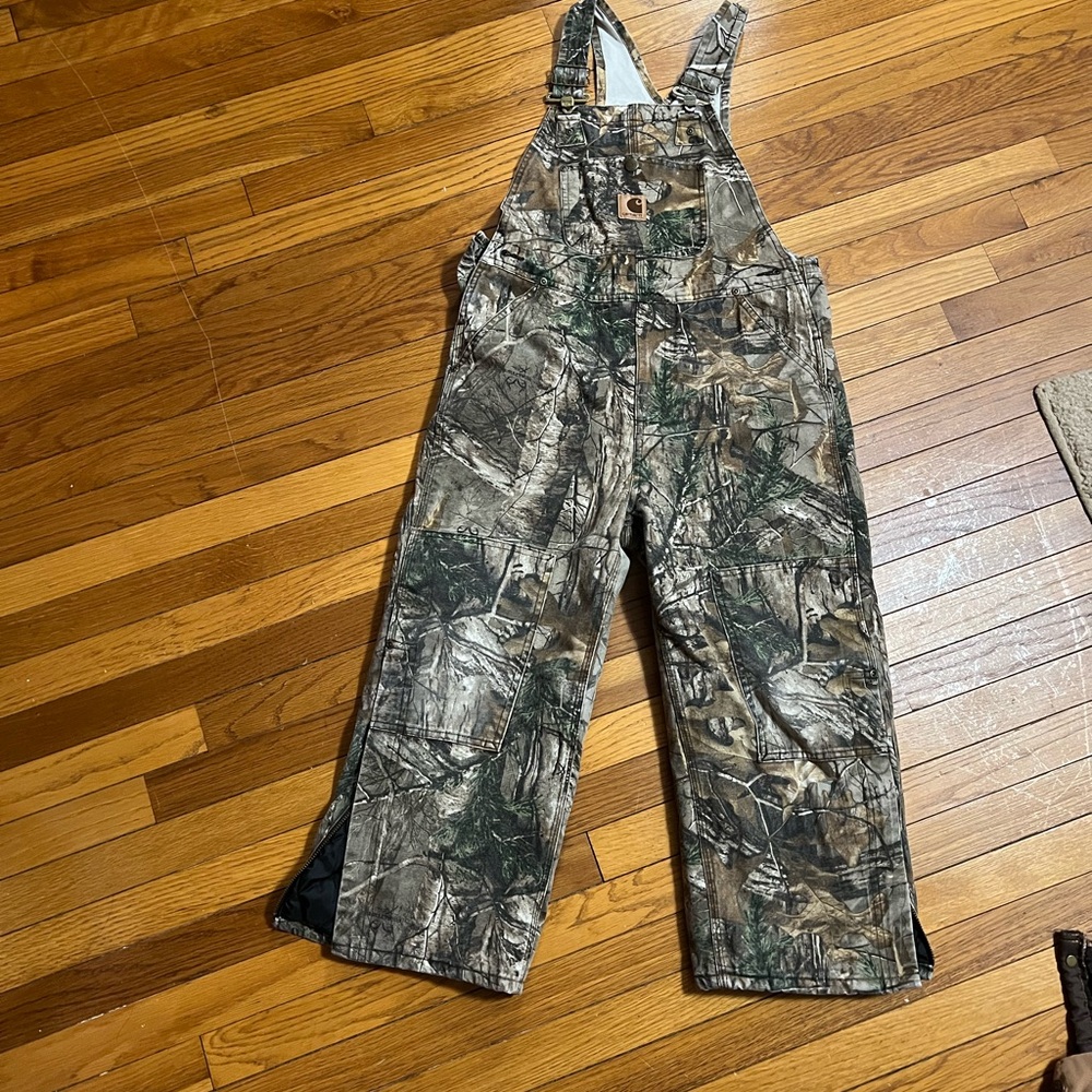 Insulated Carhartt Woodland Camo Bib Overalls
